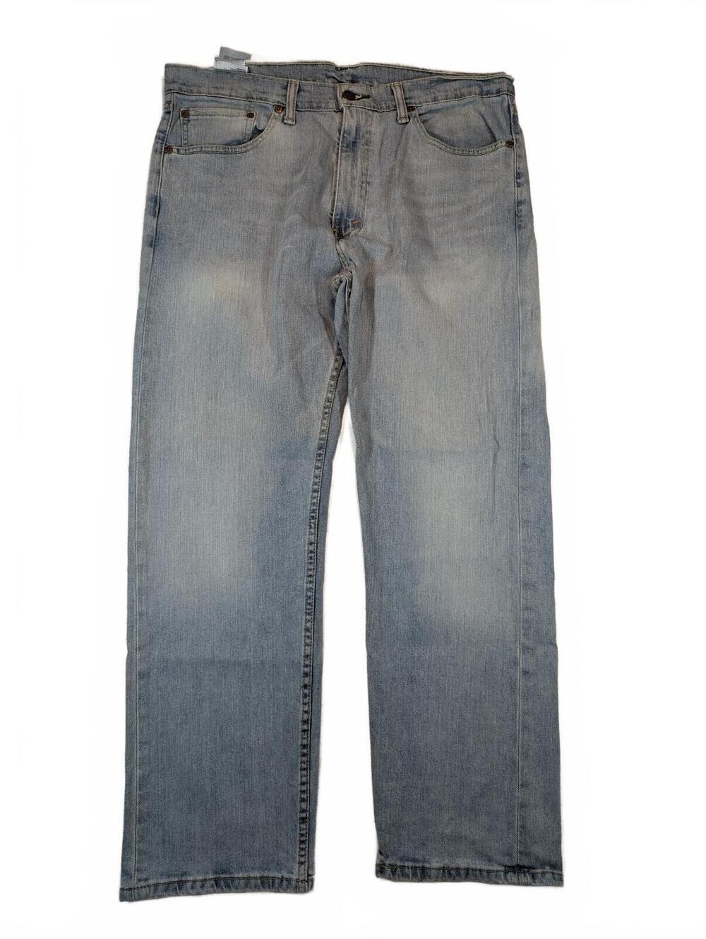 Levi's 505 Light Wash Blue Cotton Denim Regular Straight Jeans Mens 36x29